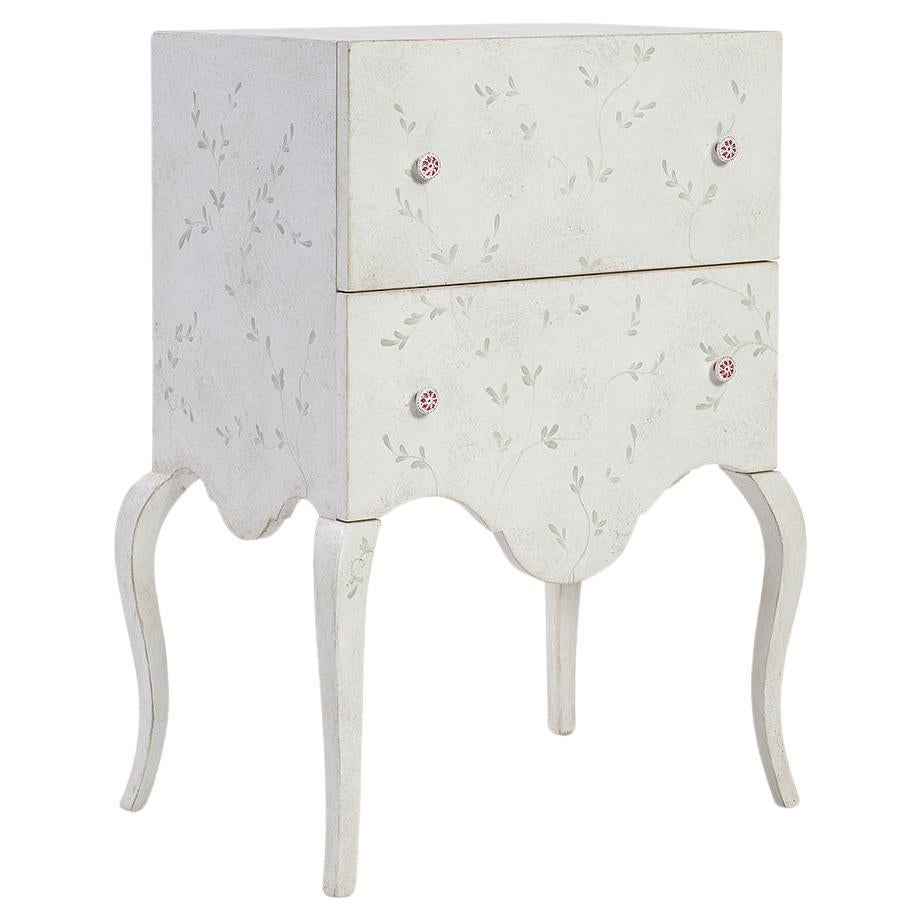 18th Century Hand-Painted Venetian Style Brenta nightstand in chalky white