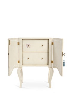 18th Century Hand-Painted Venetian Style Brenta Nightstands with gold-leaf tulip