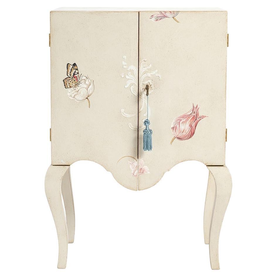 18th Century Hand-Painted Venetian Style Brenta Nightstands with gold-leaf tulip For Sale