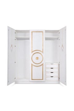 18th Century Hand-Painted Venetian Style Chalky White Elba Closet with Drawers