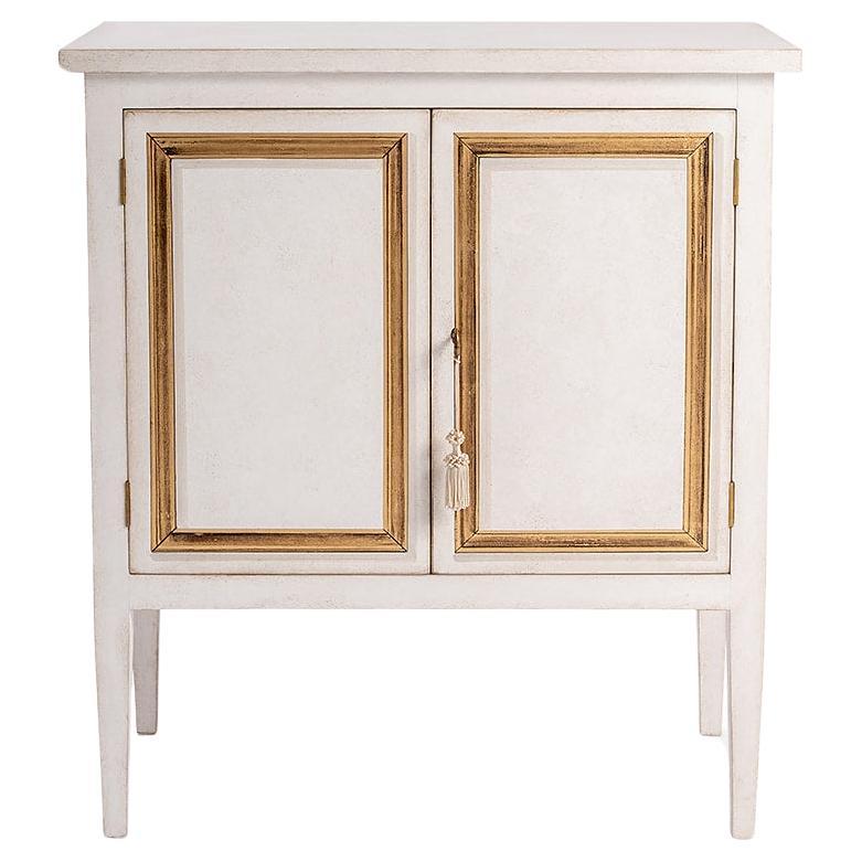 18th Century Hand-Painted Venetian Style Chalky White & Gold Barberini Cabinet  For Sale
