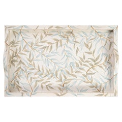 18th Century Hand-Painted Venetian Style Chalky White Rocchetta Tray with Leaves