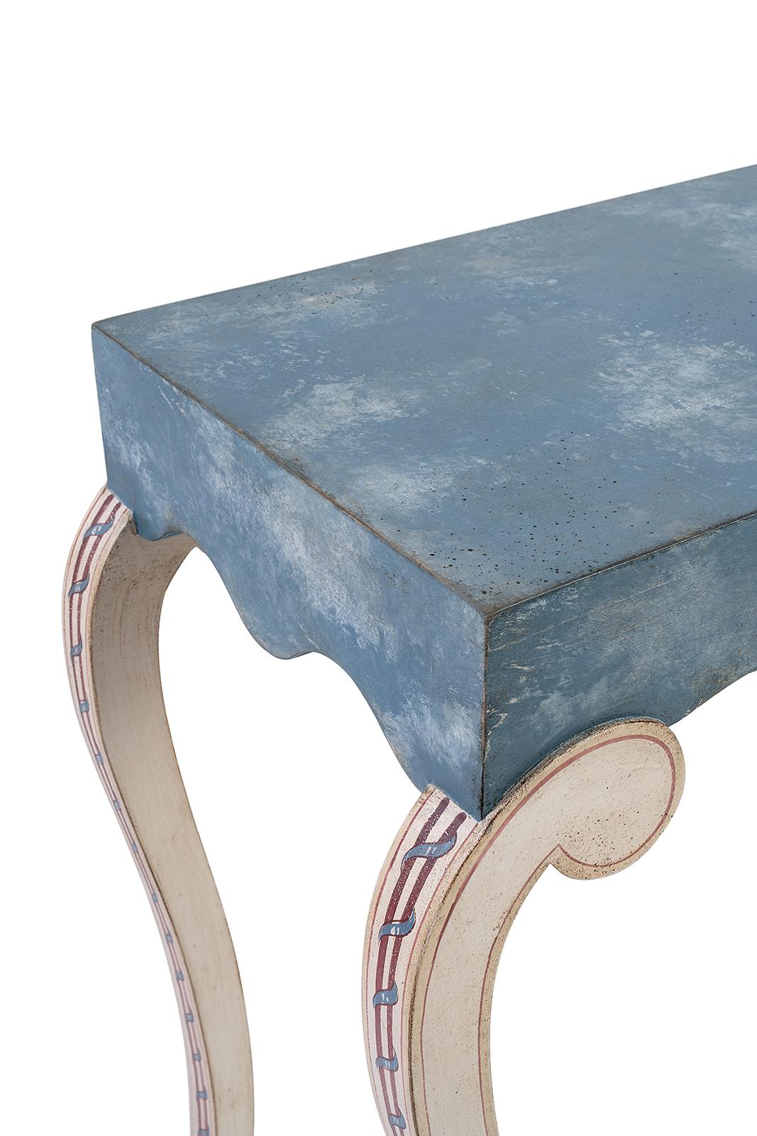 Italian 18th Century Hand-Painted Venetian Style dark blue San Biasio Console table For Sale