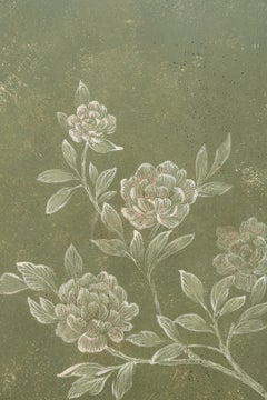 Paravent de style vénitien du XVIIIe siècle peint à la main en moro vert foncé avec Chinoiserie