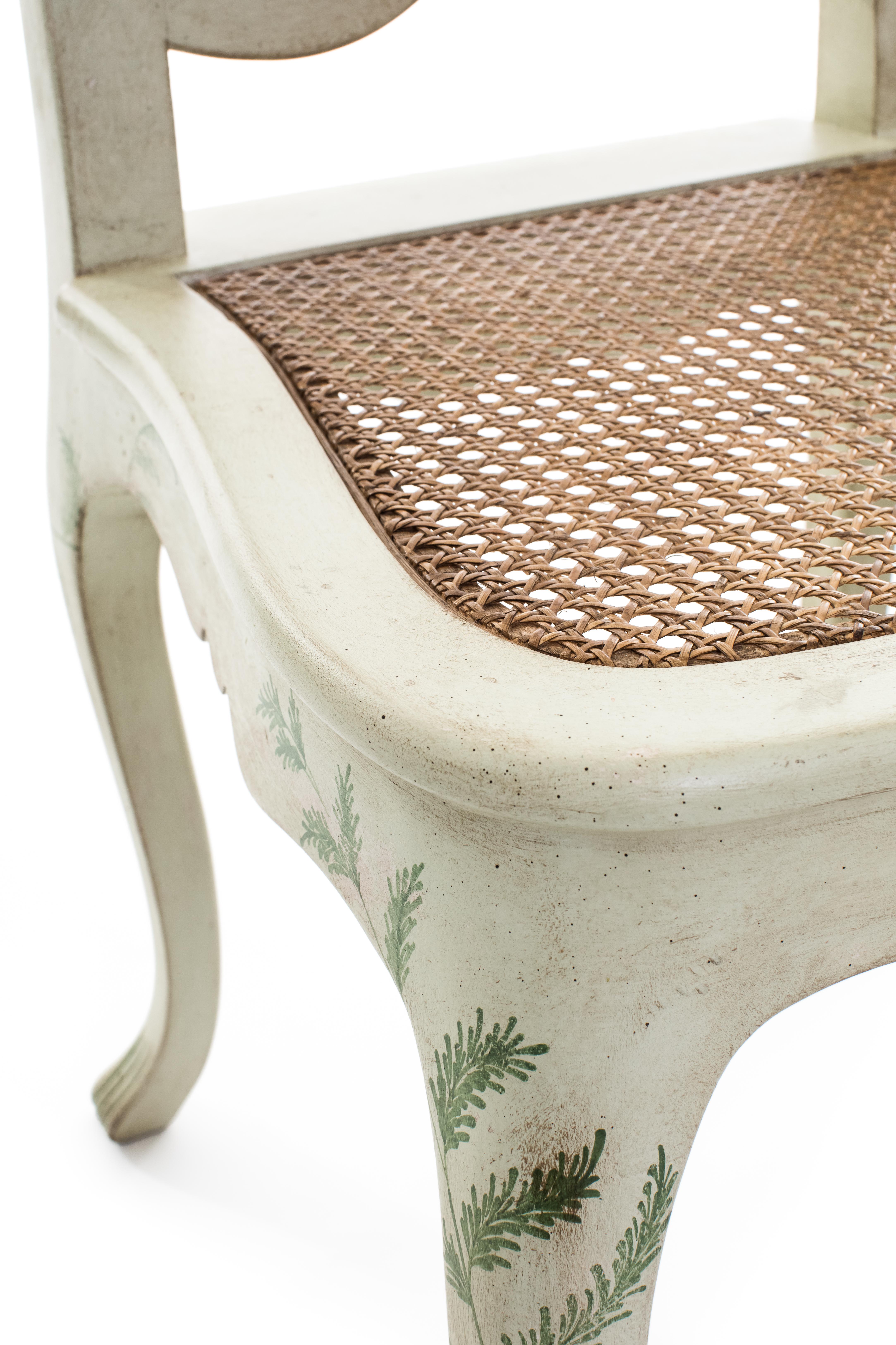 Italian 18th Century Hand-Painted Venetian Dove Cane Corte Dining Chair with Ferns For Sale
