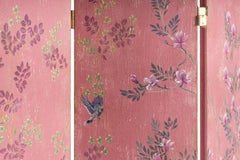 18th Century Hand-Painted Venetian Style Fuchsia Otello Screen with Flowers