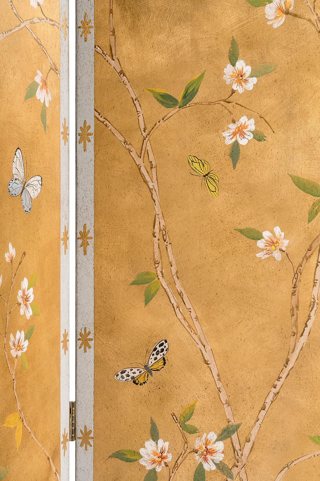 Autre Écran en feuilles d'or de style vénitien du 18ème siècle peint à la main avec chinoiserie en vente