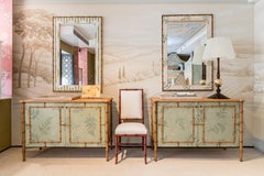 18th Century Hand Painted Venetian Style Green Loombardia Bamboo Buffet Piece