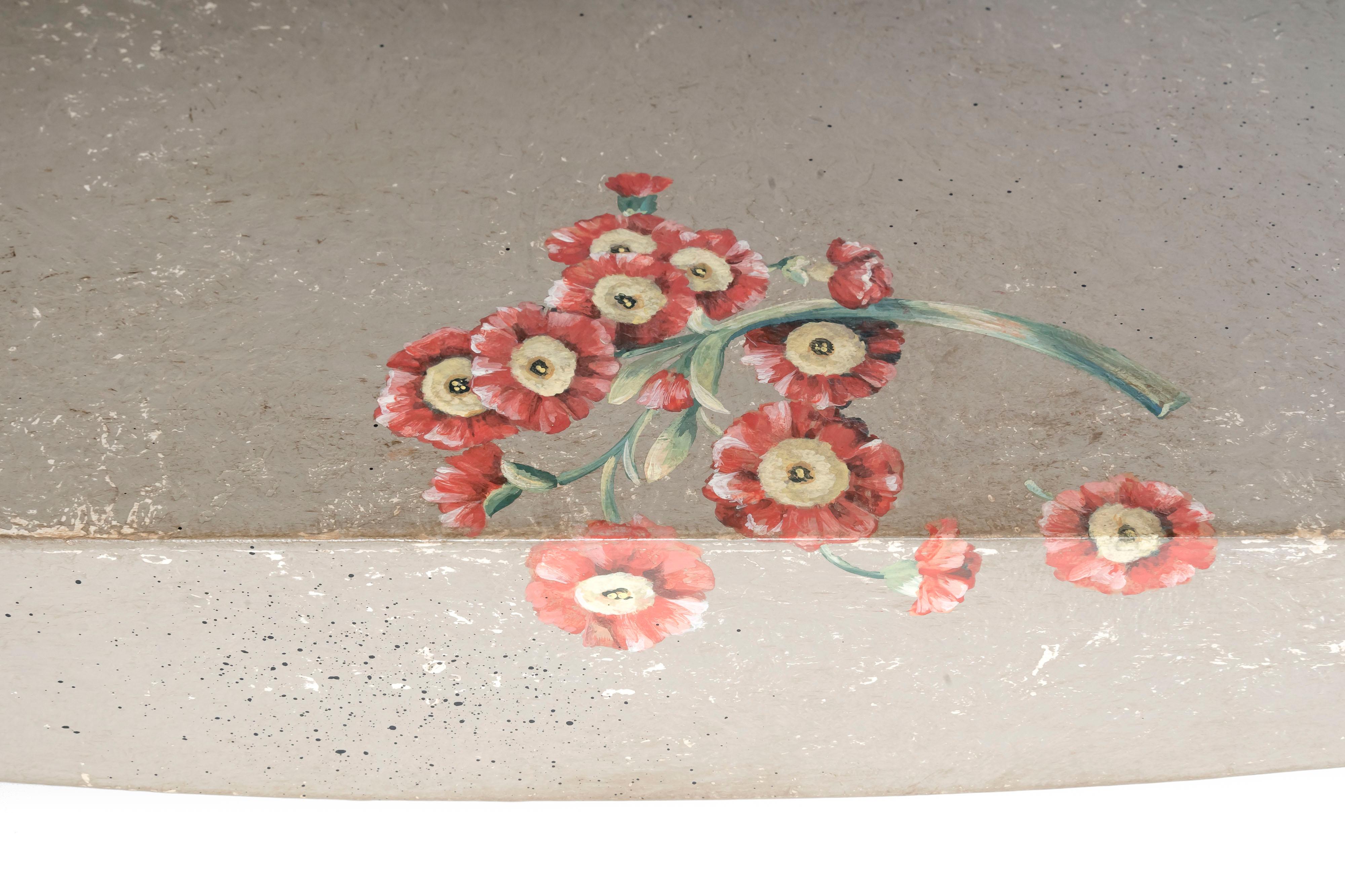 Hand-Painted 18th Century Hand Painted Venetian Style Grey Rialto Coffee Table with Flowers For Sale