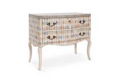 18th Century Hand-Painted Venetian Style Harlequin Inspired Serenissima Chest