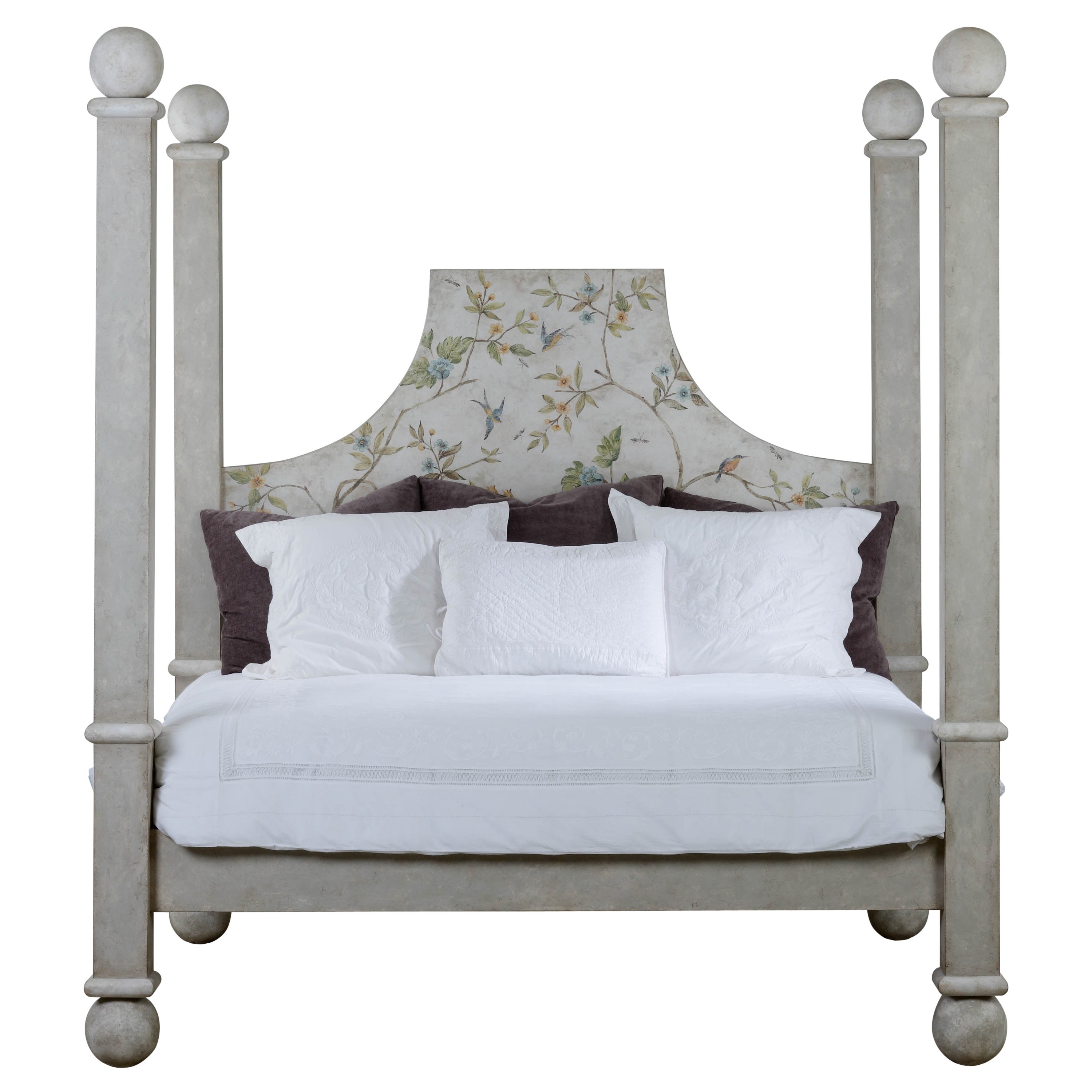 Letto a due piazze completo in stile veneziano dipinto a mano del XVIII secolo con stella di gelsomino