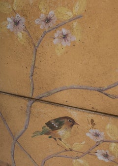 18th Century Hand-Painted Venetian Style Large Ochre Brenta Nightstand with bird