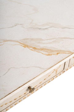 18th Century Hand-Painted Venetian Style Light taupe Provenza Table with drawers