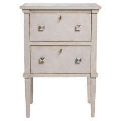 18th Century Hand-Painted Venetian Style Lombardia nightstand in colorful marble