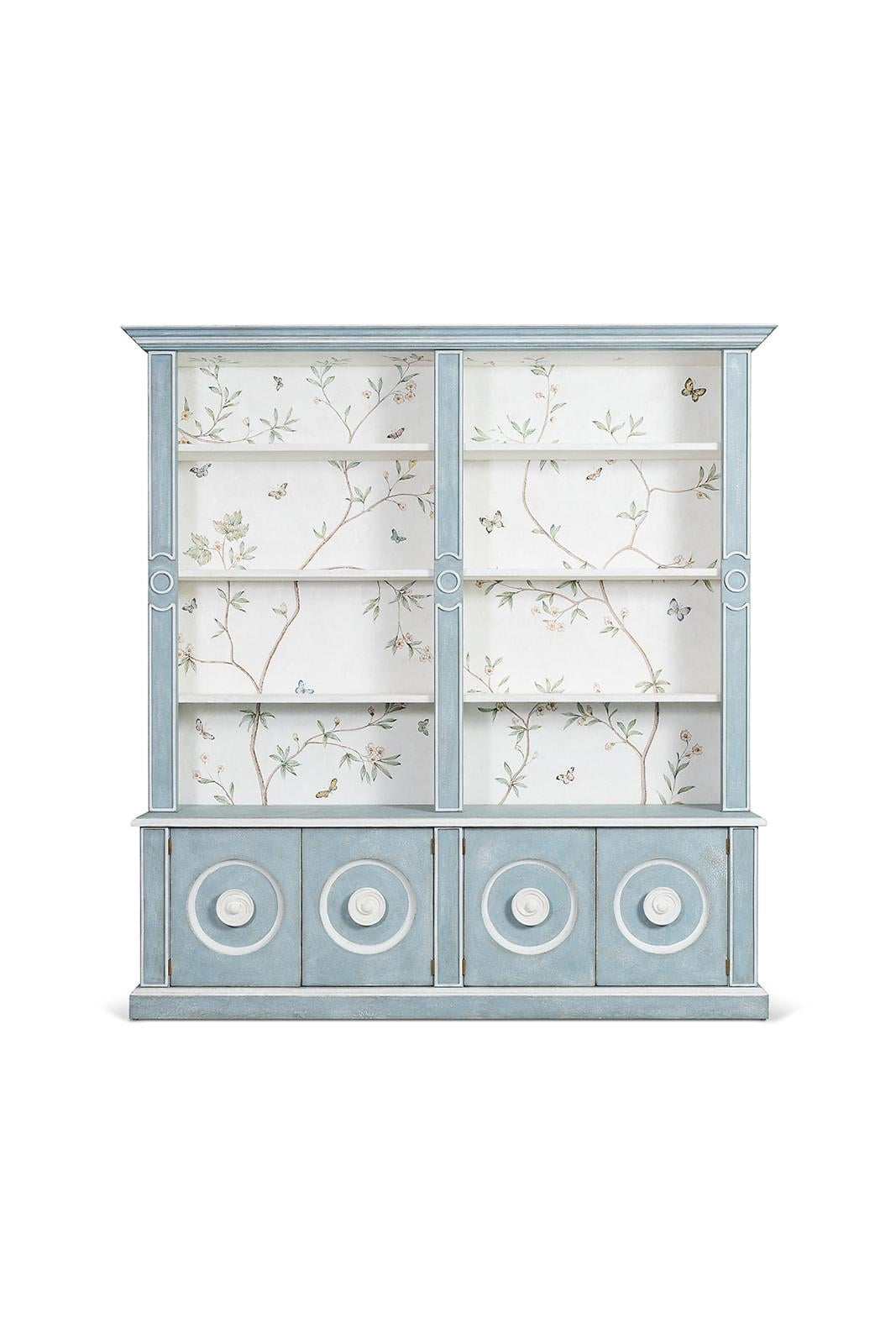 Bibliothèque de style vénitien du 18e siècle, peinte à la main et de couleur bleu Parma en vente 3