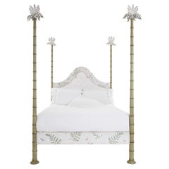 18th Century Hand-Painted Venetian Style Queen Size Olive Bamboo Roma Bed