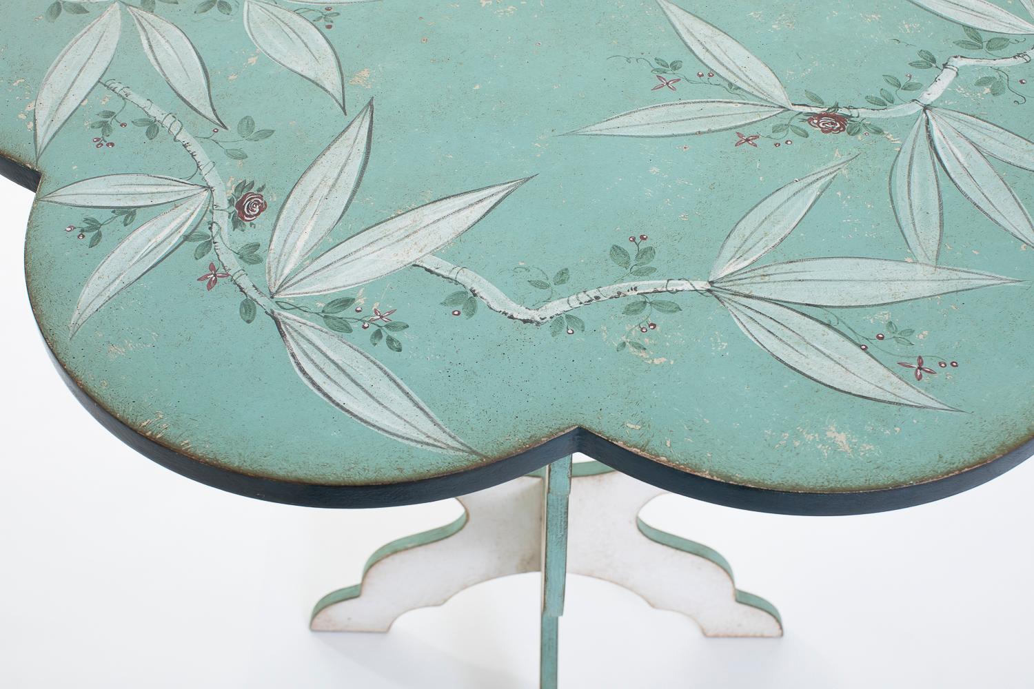 Italian 18th Century Hand-Painted Venetian Style Sea Green Santa Maria del Giglio Table For Sale