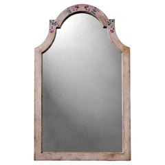 Miroir Positano de style vénitien du 18ème siècle peint à la main, taupe, avec de petites roses