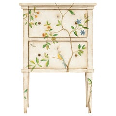 18th Century Hand-Painted Venetian Style White Lombardia Nightstand with foliage