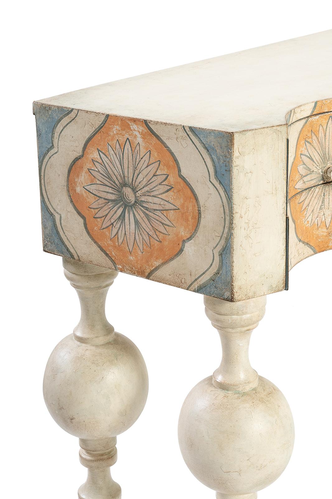 Other 18th Century Hand-Painted Venetian Style White Sunflower Console with Sunflowers For Sale