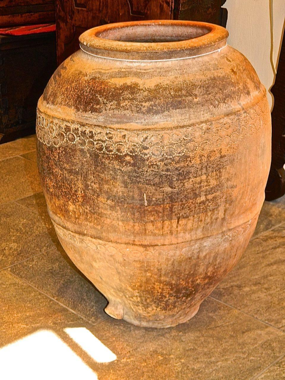 Rustic 18th Century Hand-Streaked Spanish Terracotta Water Jar