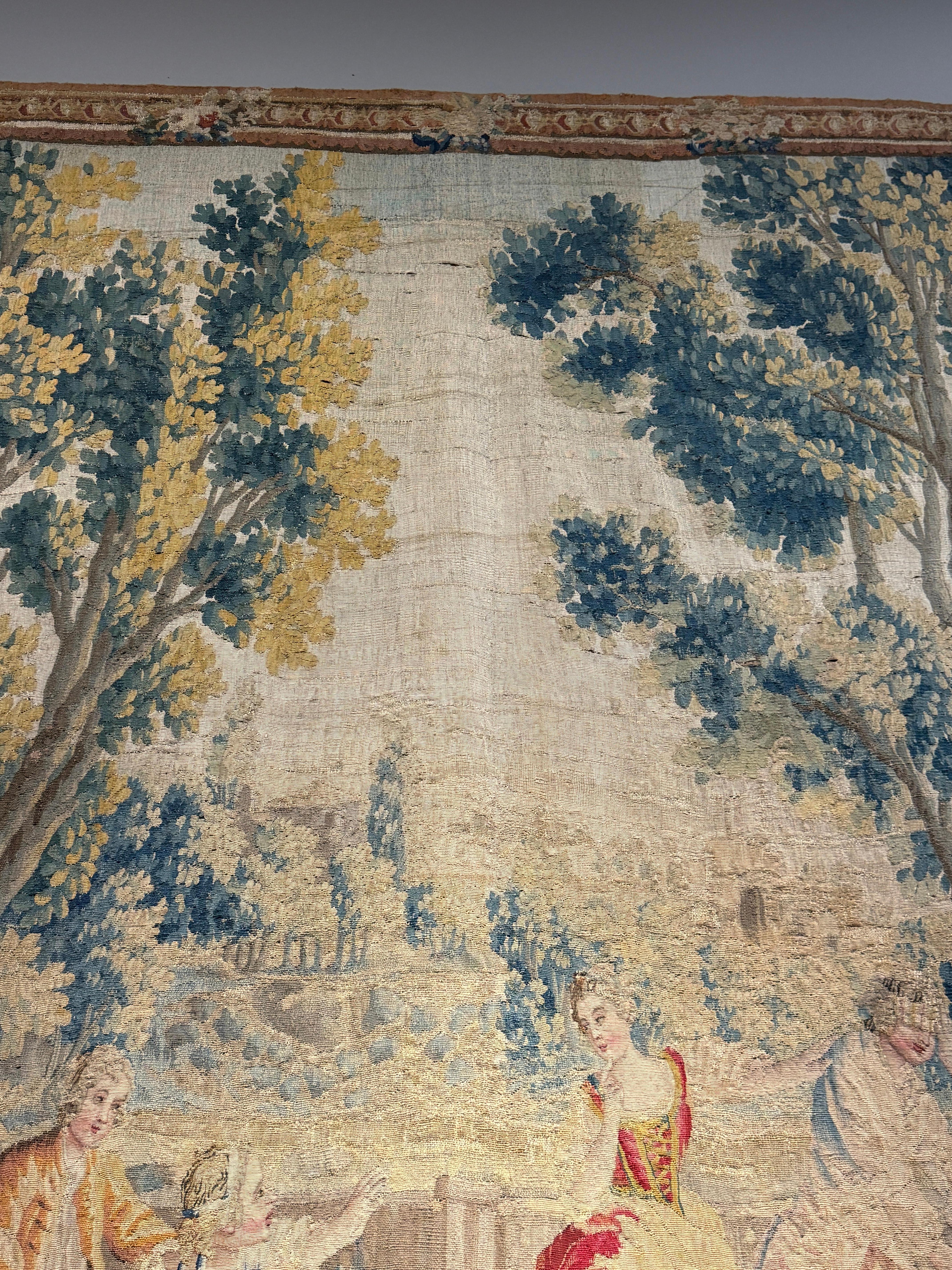 XVIIIe siècle et antérieur Tapisserie Verdure d'Aubusson tissée à la main du 18ème siècle en vente