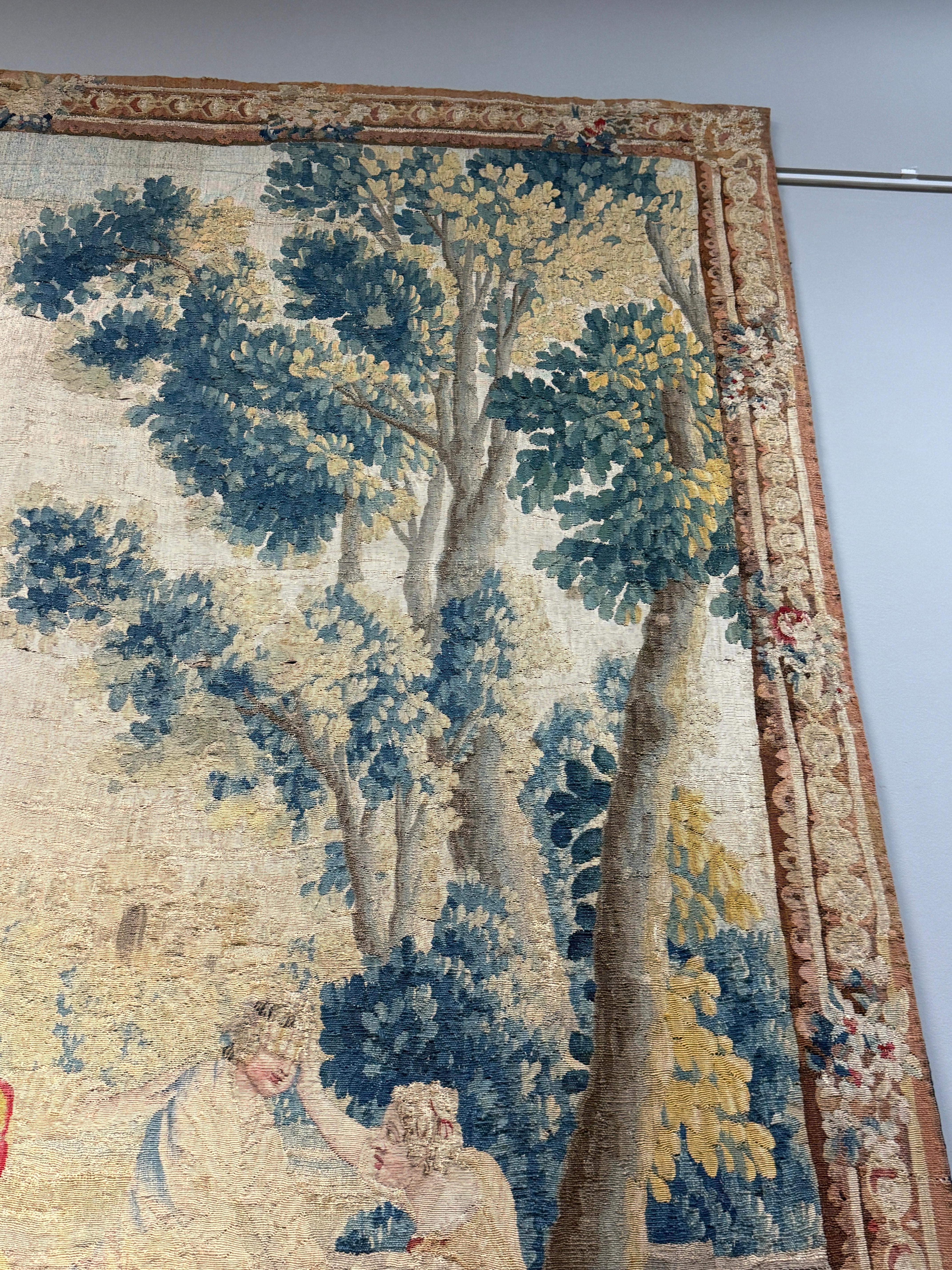Laine Tapisserie Verdure d'Aubusson tissée à la main du 18ème siècle en vente