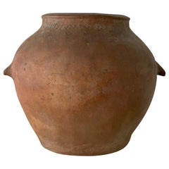 18th Century Handmade Terracotta Olive Jar, Vase with Two Handles, Spain