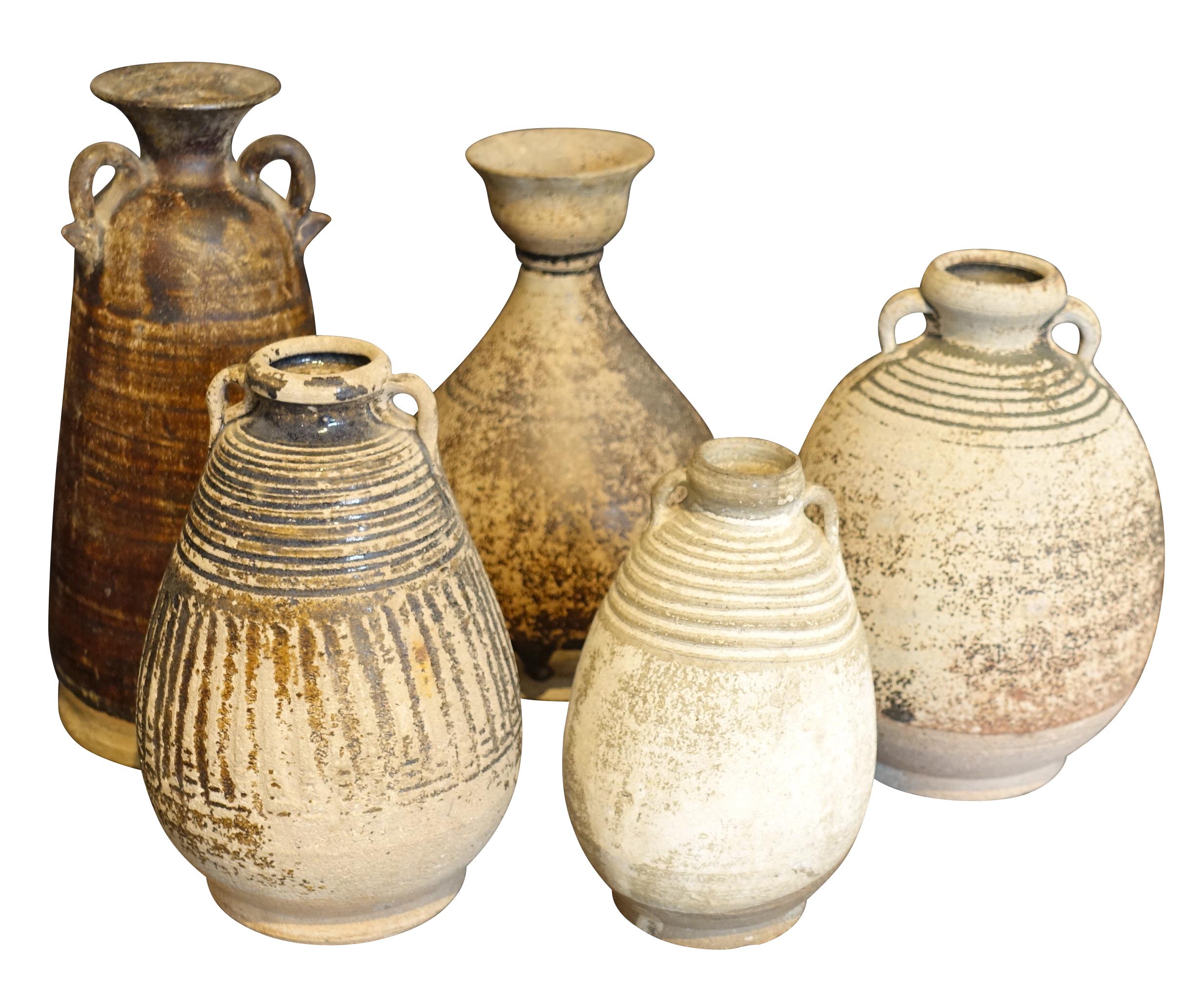 Cambodian 18th Century Handmade Three Handled Vase, Cambodia