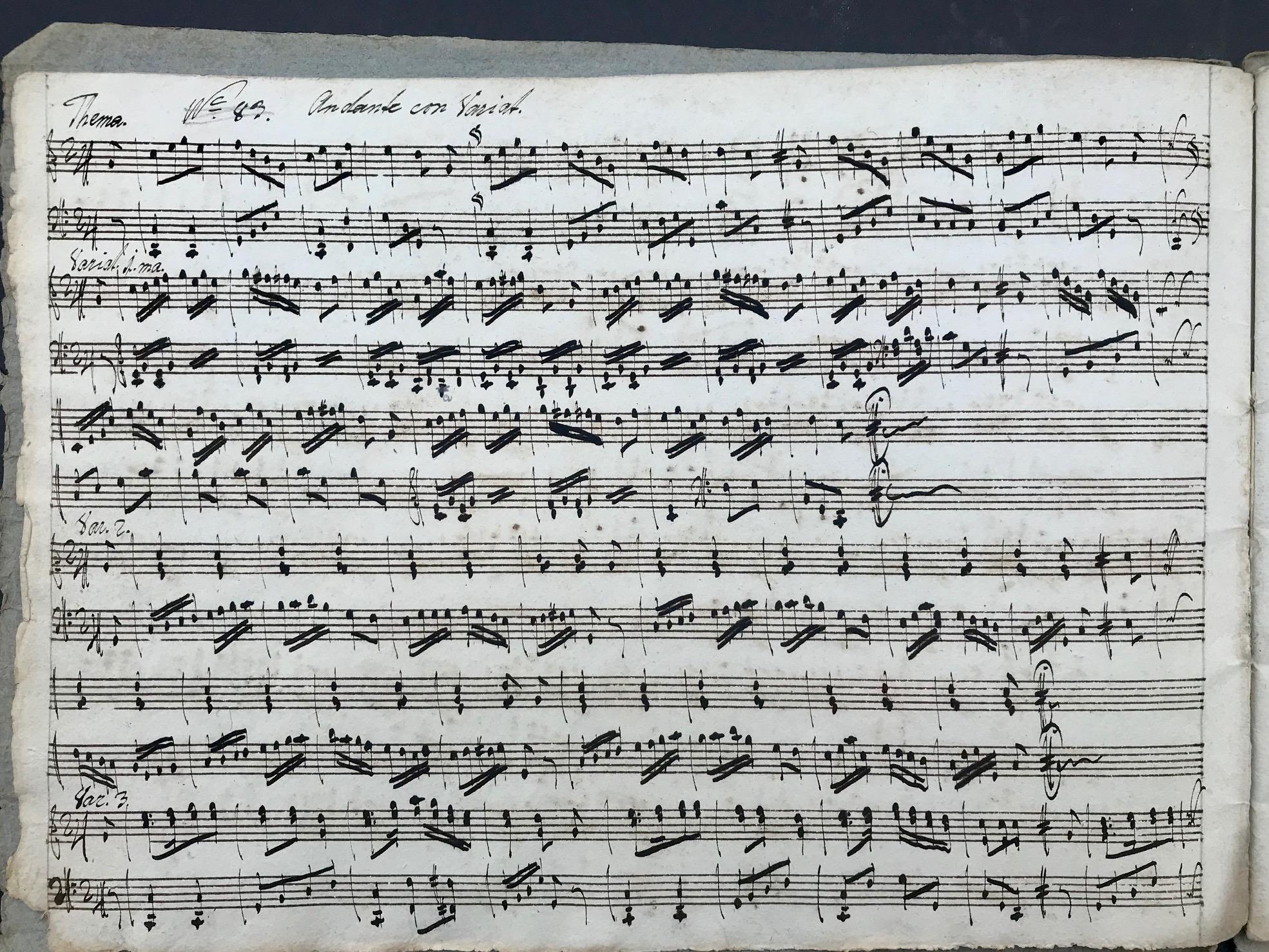 mozart handwritten sheet music