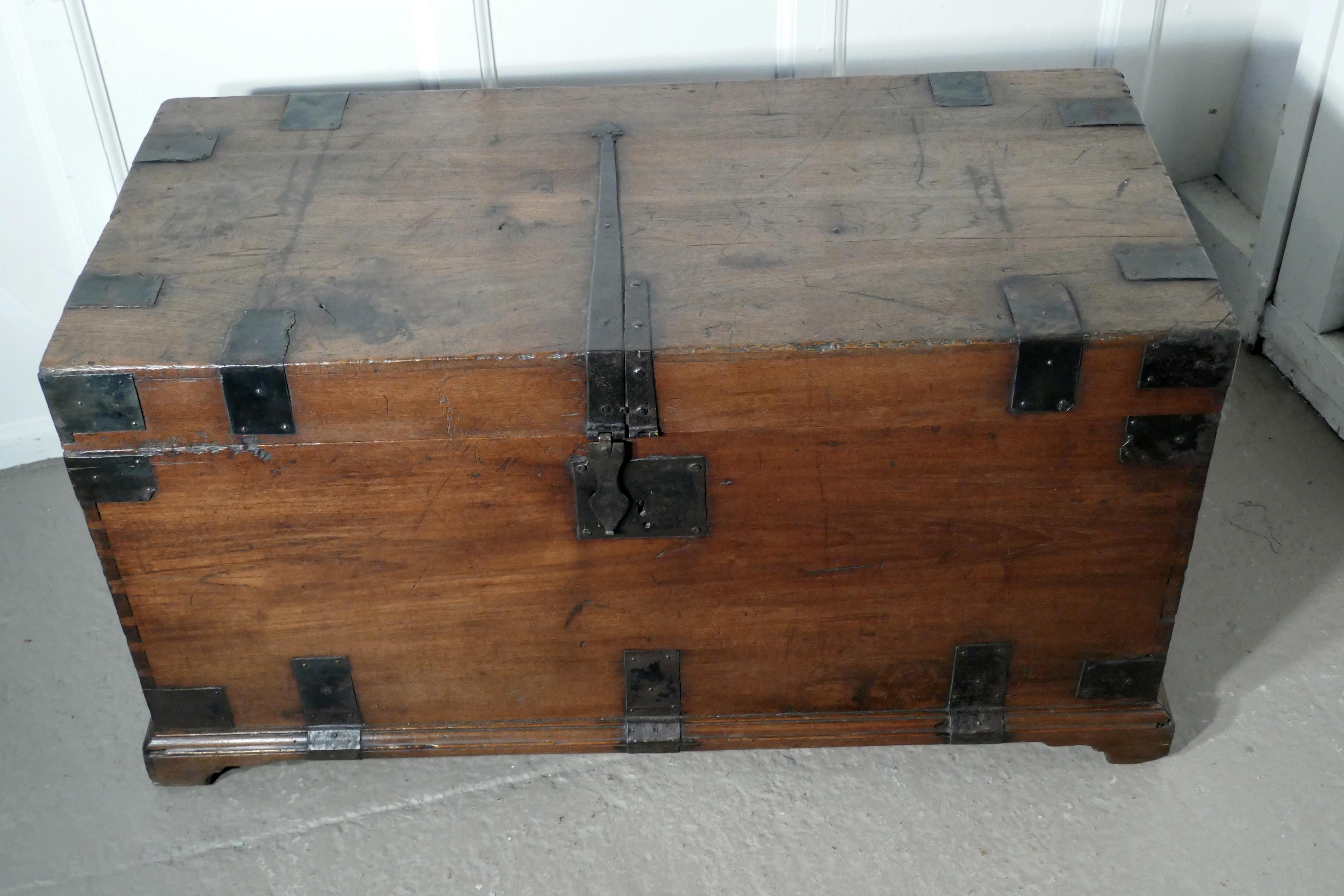18th Century Heavy Iron Banded Traveling Silver Sea Chest 4
