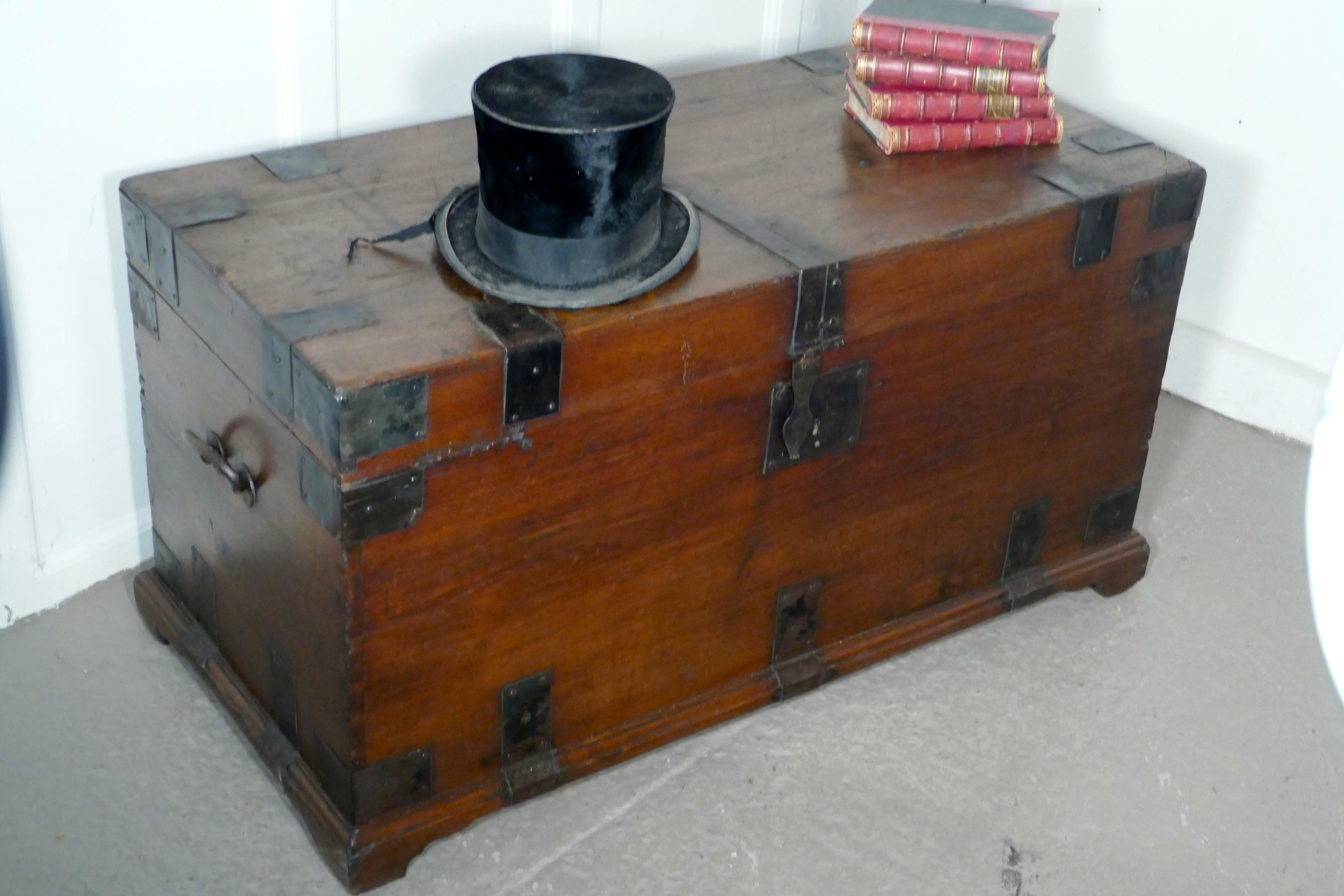 18th Century Heavy Iron Banded Traveling Silver Sea Chest 5