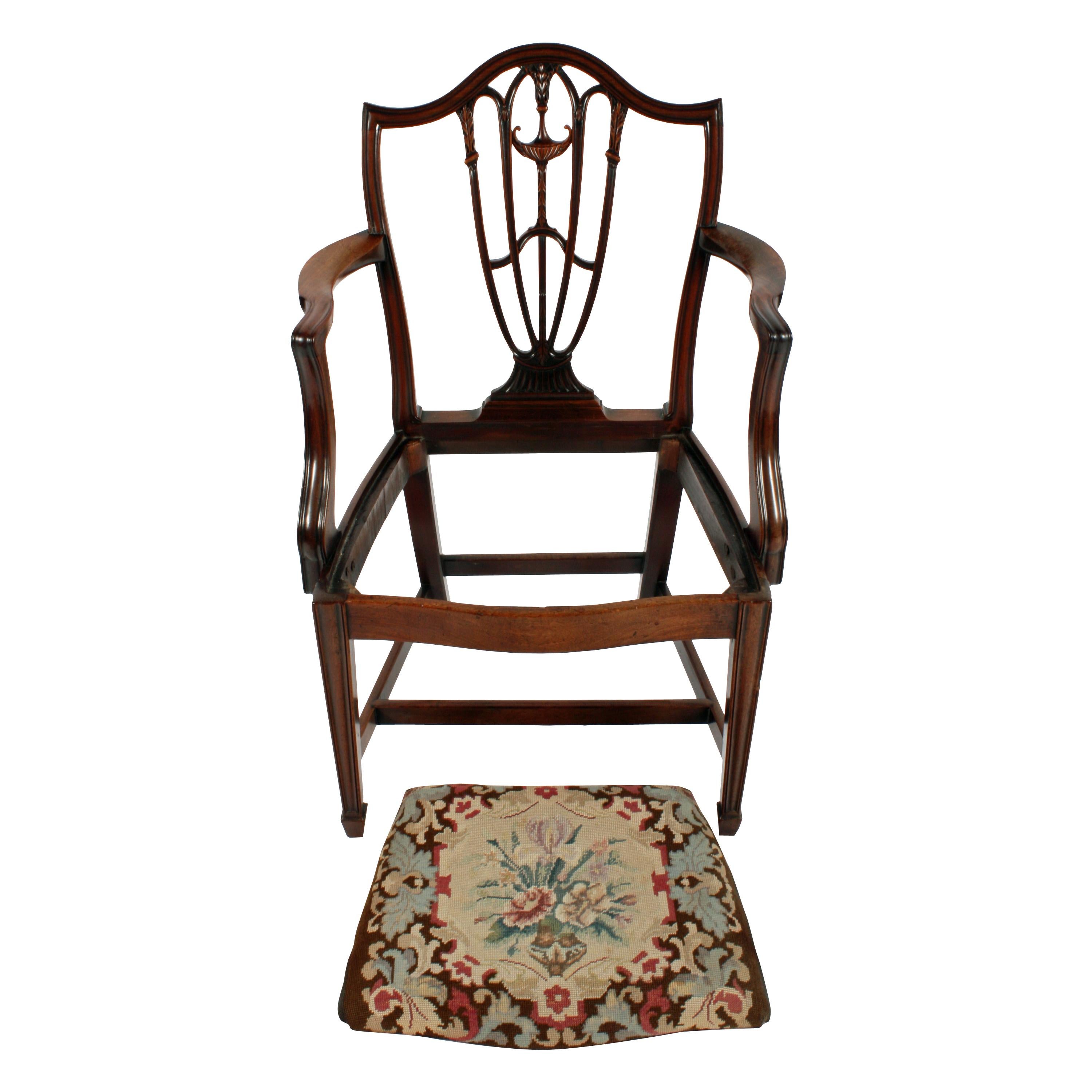 Late 18th Century 18th Century Georgian Mahogany Hepplewhite Elbow Chair For Sale
