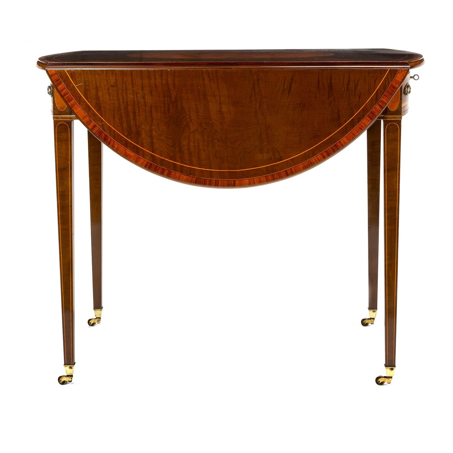 British 18th Century Hepplewhite Oval Sycamore Pembroke Table, circa 1780