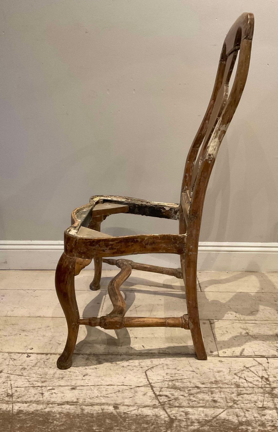 18th century high back Swedish chair with leather seat In Good Condition For Sale In London, GB
