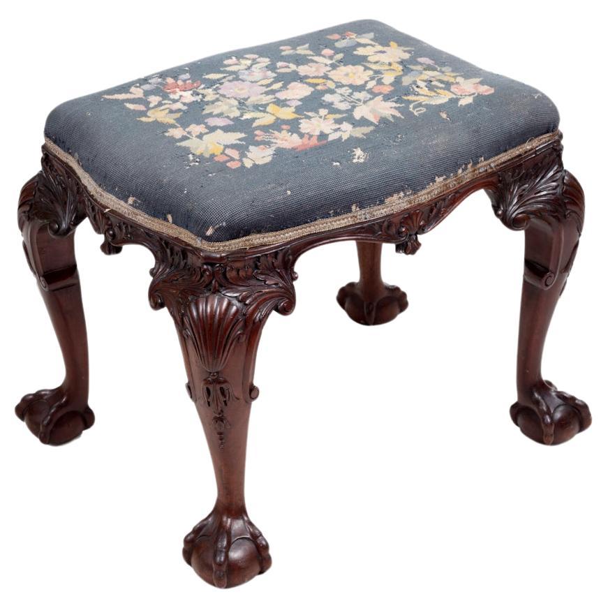 18th Century Highly Carved Irish Cabriole Leg Stool For Sale