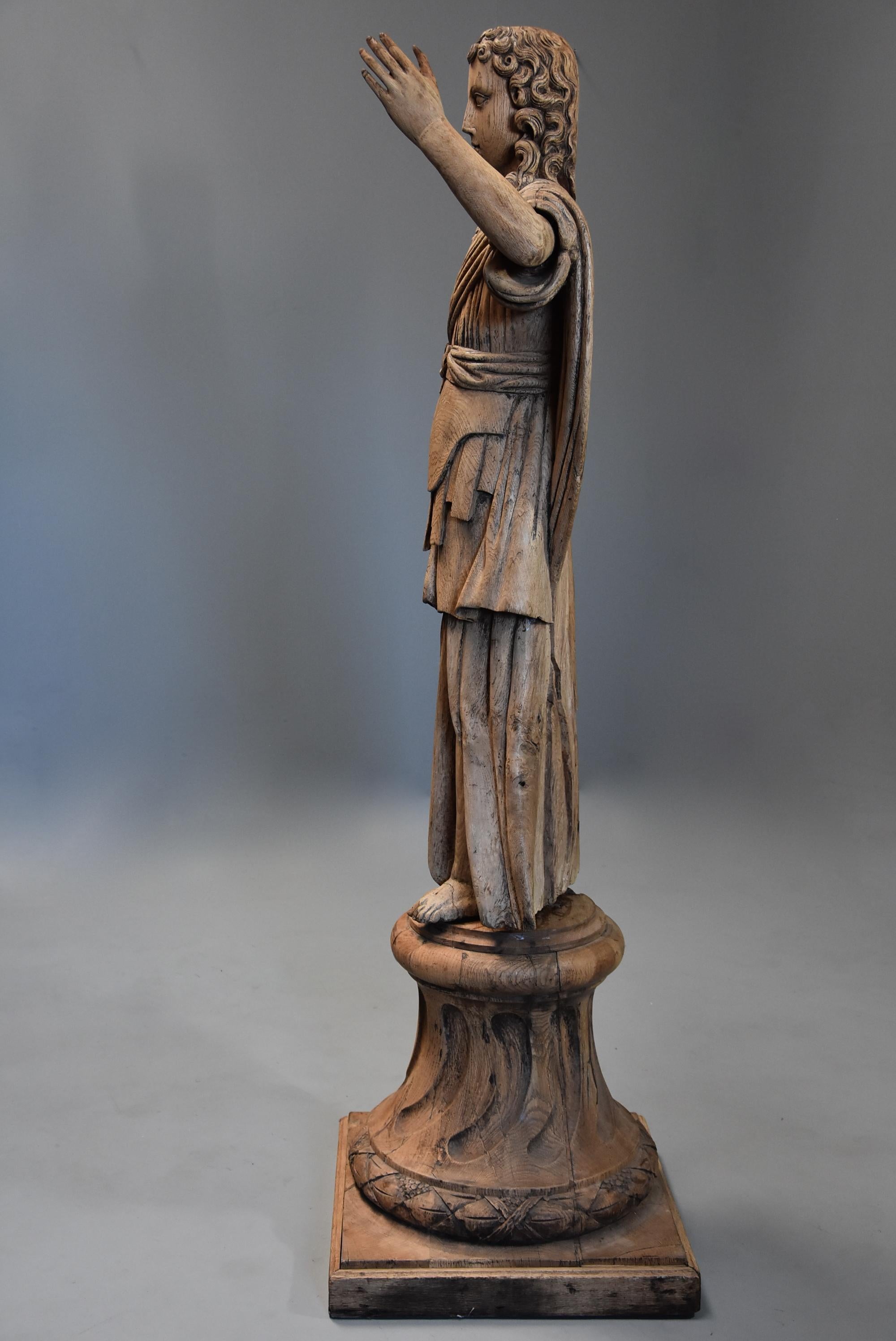 18th Century Highly Decorative Life-Size Continental Carved Oak Figure  For Sale 5