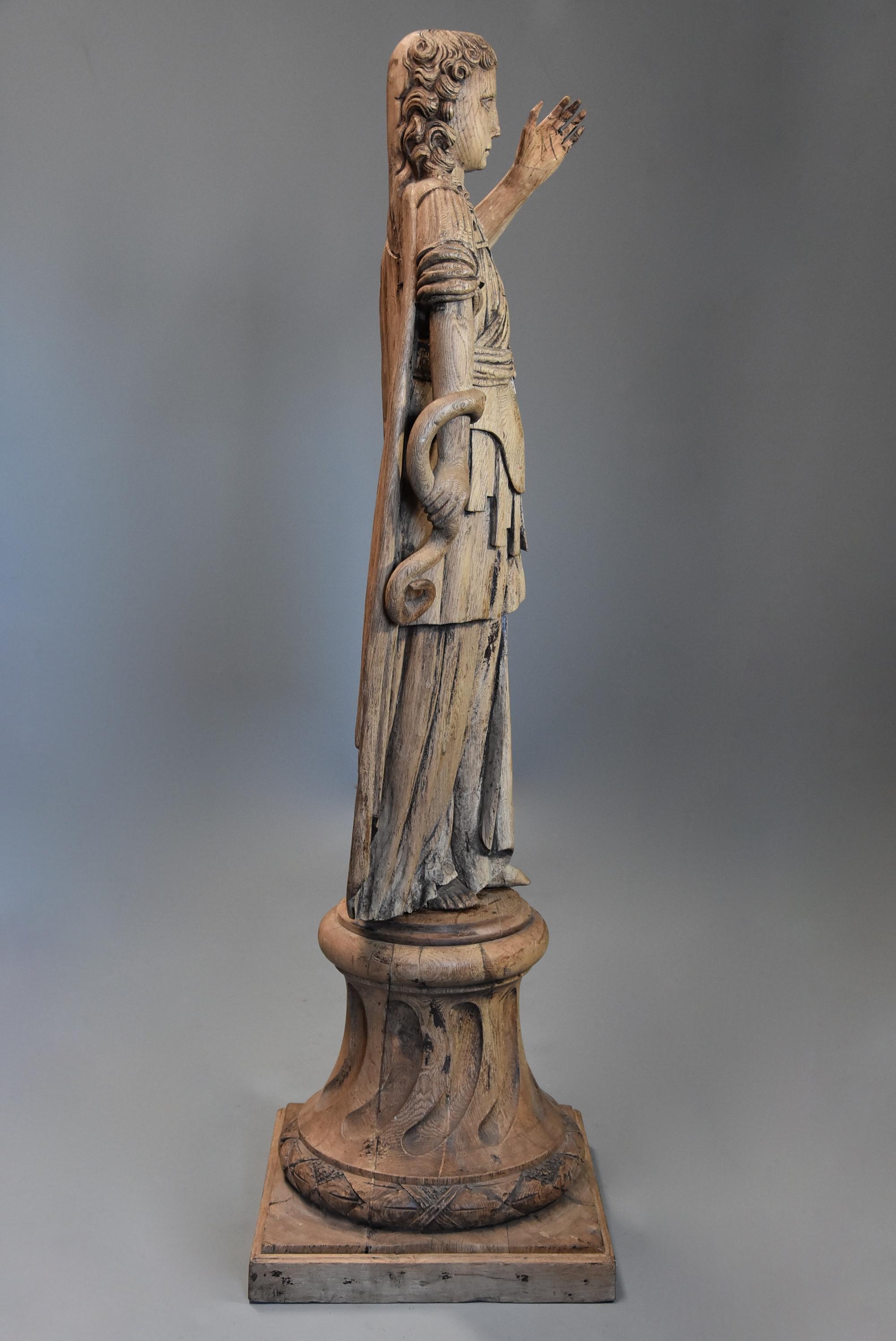 18th Century Highly Decorative Life-Size Continental Carved Oak Figure  For Sale 6