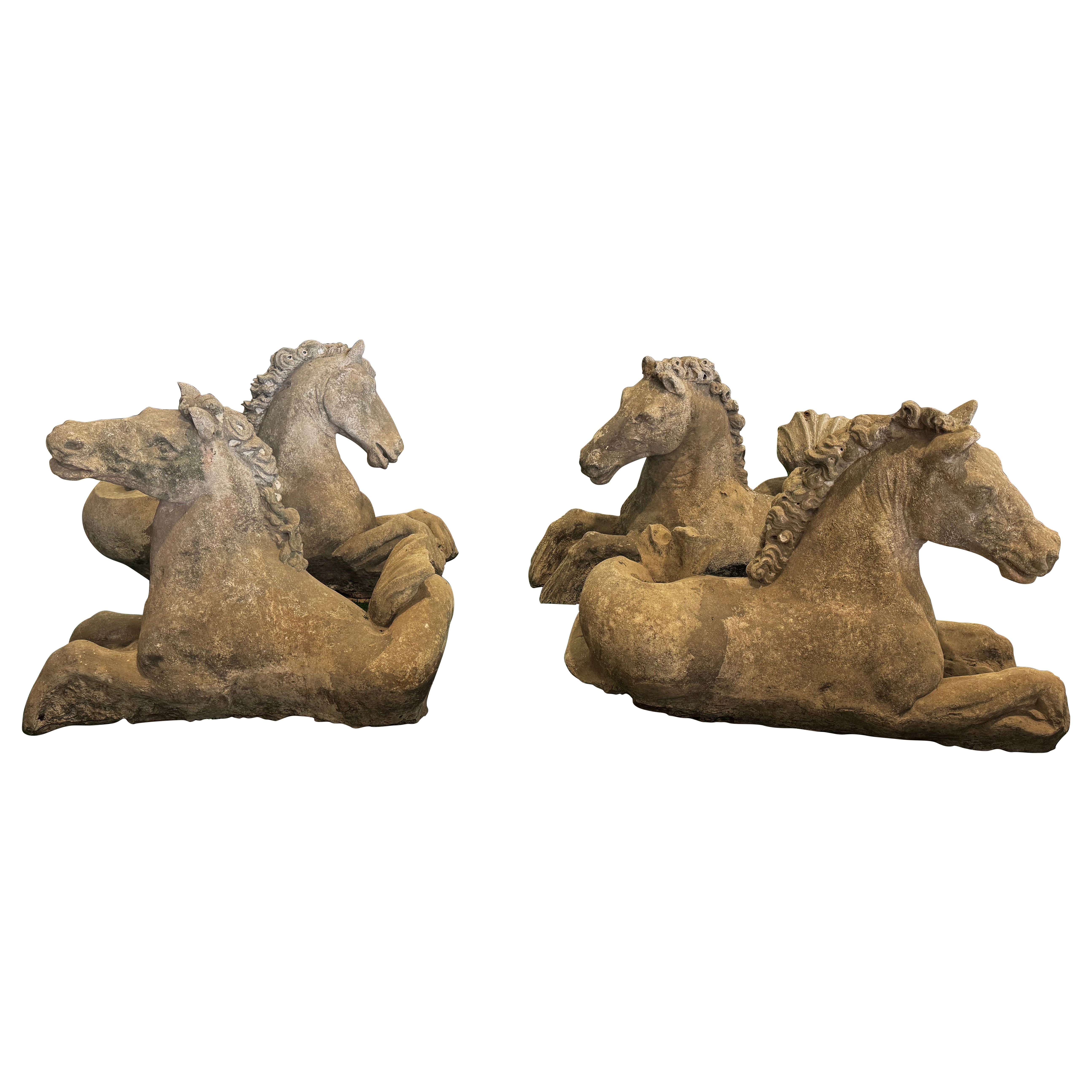 18th Century Baroque Hand-Carved Hippocampi in Vicenza Stone, Italy