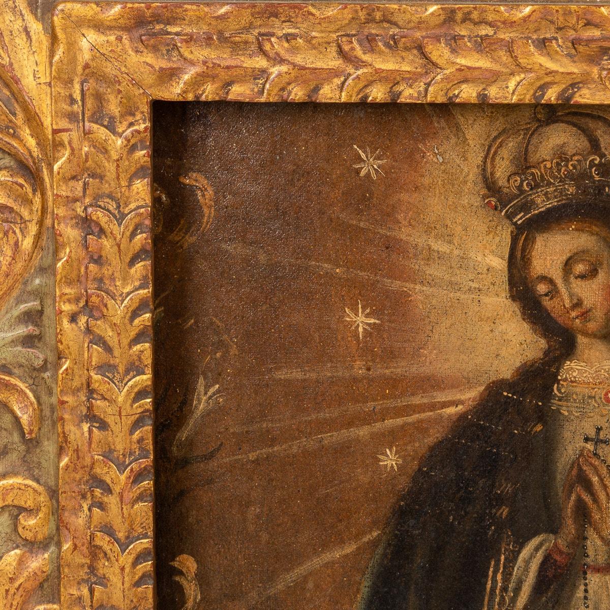 18th Century Hispoaméric Oil on Canvas of a Madonna 'Cusco, Peru' For Sale 1