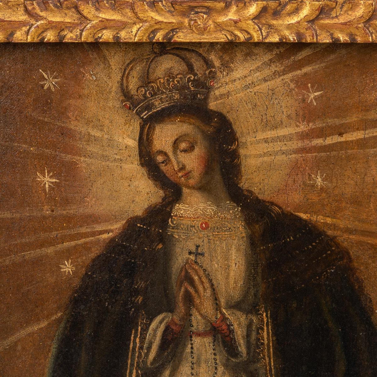 18th Century Hispoaméric Oil on Canvas of a Madonna 'Cusco, Peru' For Sale 2