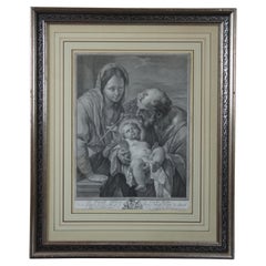 18th Century Holy Family Engraving Mathias Oesterreich After Carlo Lotti Framed