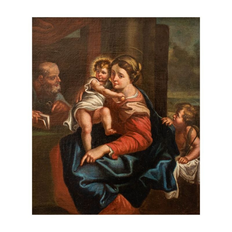 Emilian school, 18th century, by Annibale Carracci (Bologna, 1560 - Rome, 1609) 

Holy Family with San Giovannino

Oil on canvas 55 x 49 cm

Frame 66.5 x 57 cm

The present Holy Family renews and revives with sweet colorism the Holy