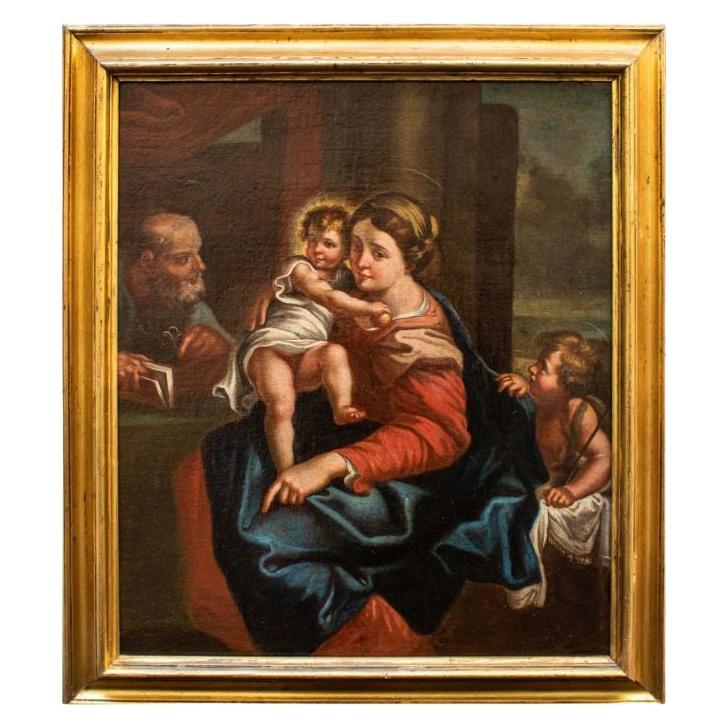 18th Century Holy Family with San Giovannino Painting Oil on Canvas