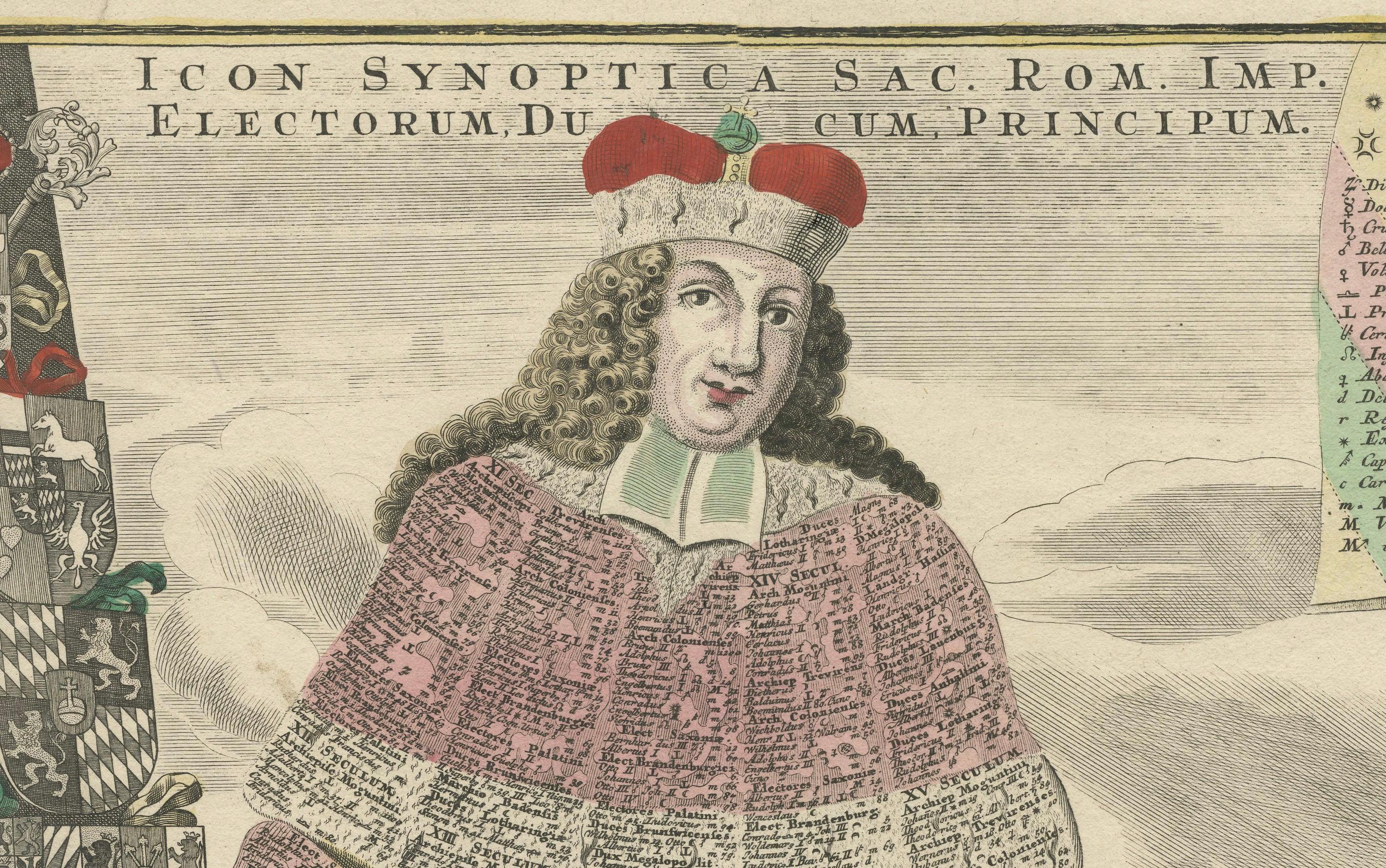 Paper 18th-Century Holy Roman Empire Engraving with Heraldry and Imperial Symbols For Sale