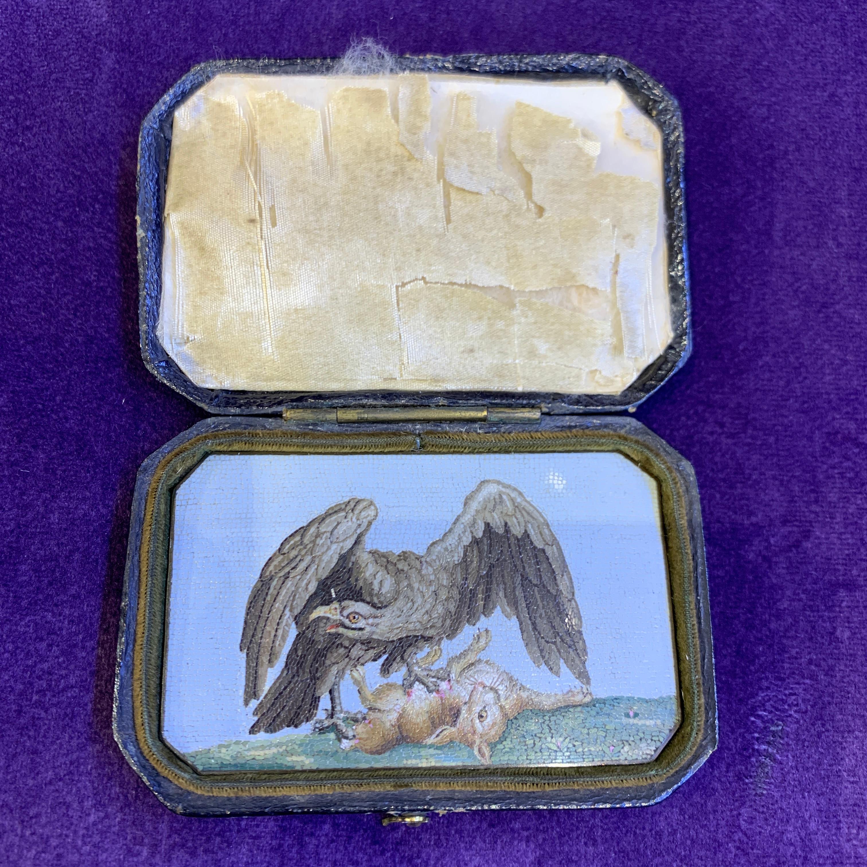 18th Century Hunting Eagle Micro Mosaic Plaque For Sale 5