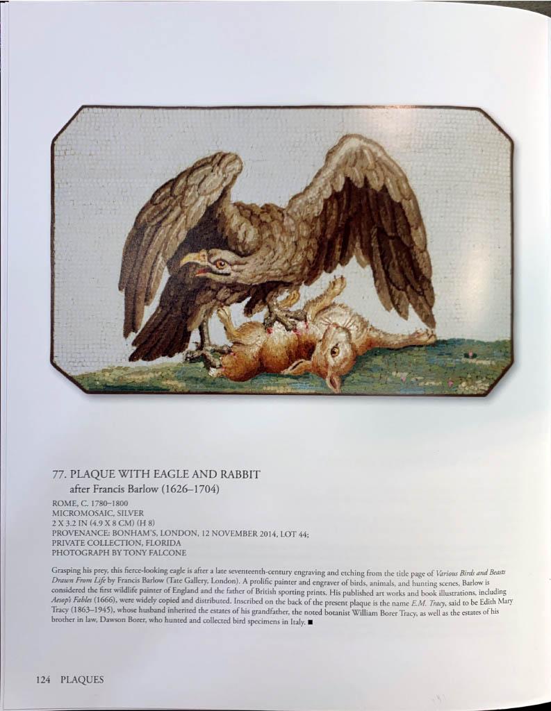 Plaque en micro-mosaïque de l'aigle de chasse du XVIIIe siècle Unisexe en vente