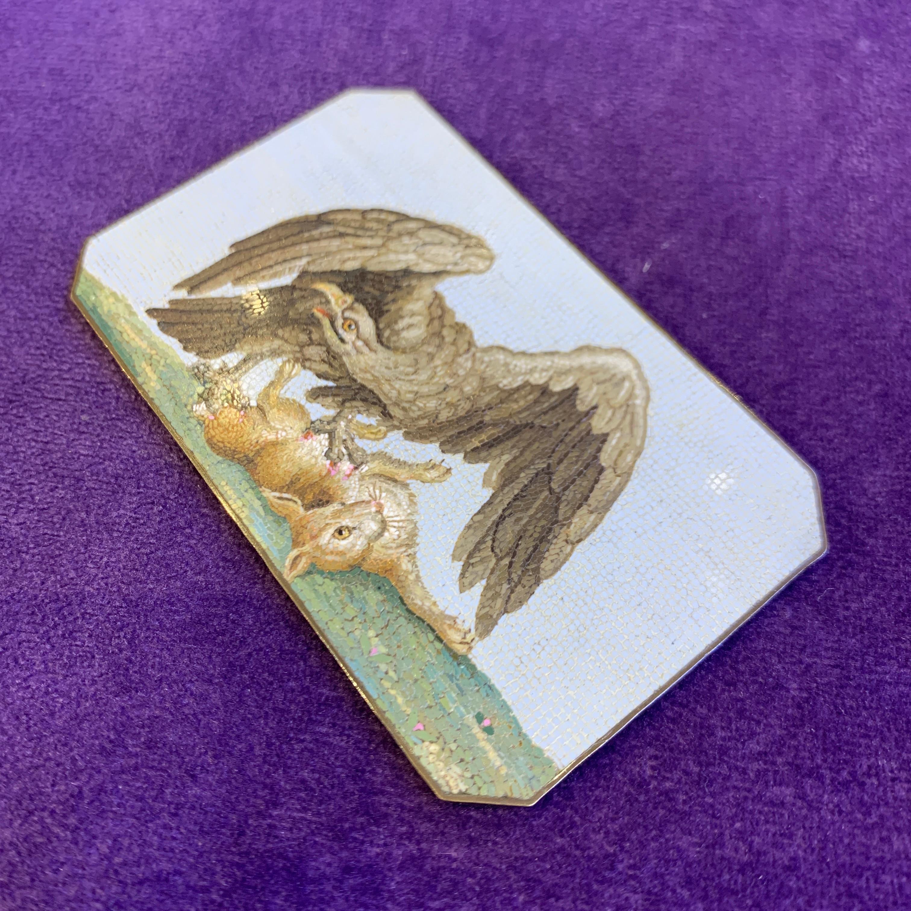 Plaque en micro-mosaïque de l'aigle de chasse du XVIIIe siècle en vente 4