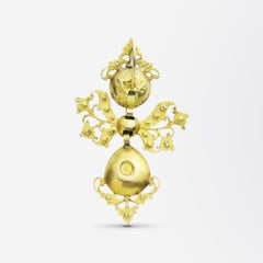 18th Century, Iberian 22 Karat Gold and Emerald Pendant