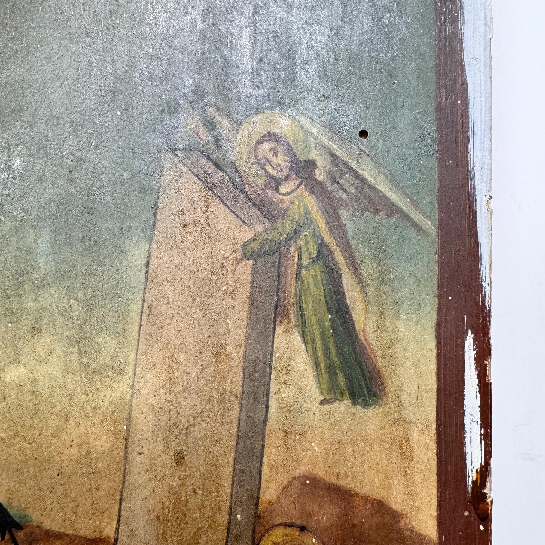 Icone sur carton du XVIIIe siècle représentant la Resurrection du Christ en vente 2